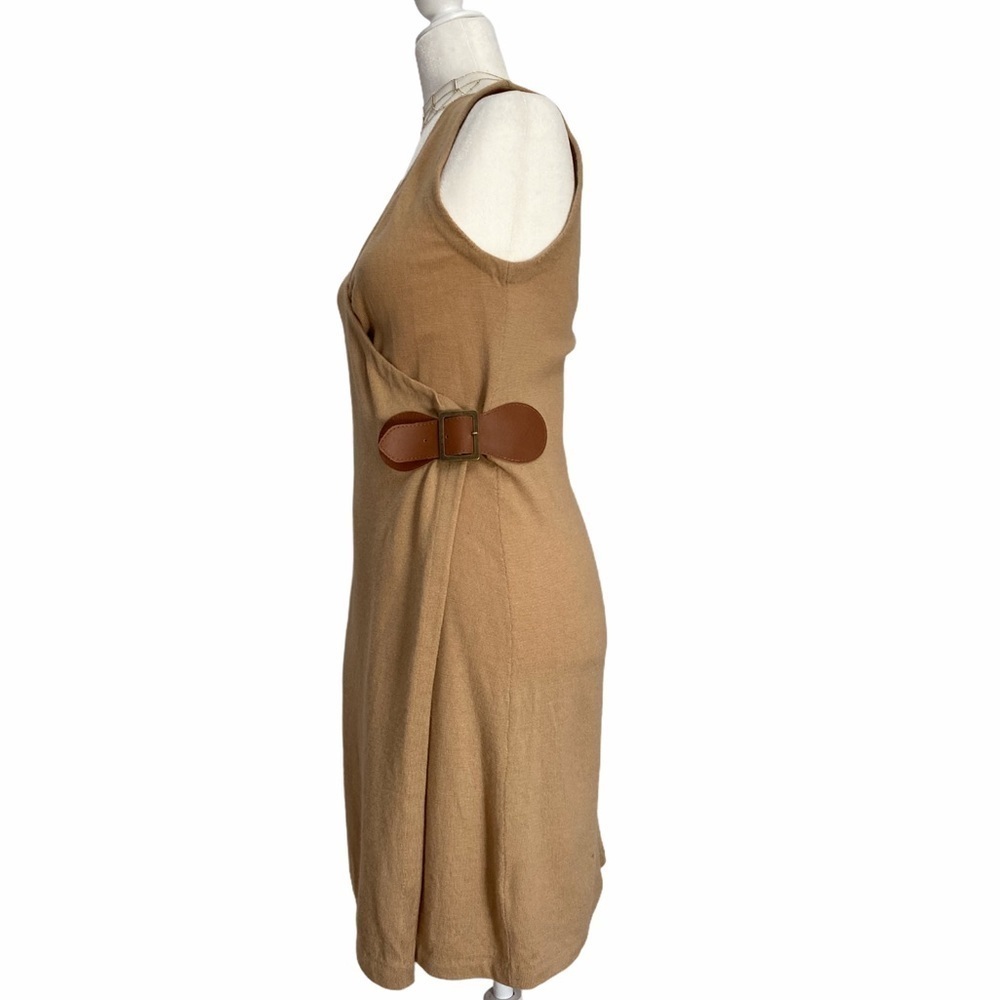 Ralph Lauren Wool Cashmere Buckle Wrap Dress Sleeveless Minimalist - Picture 3 of 8